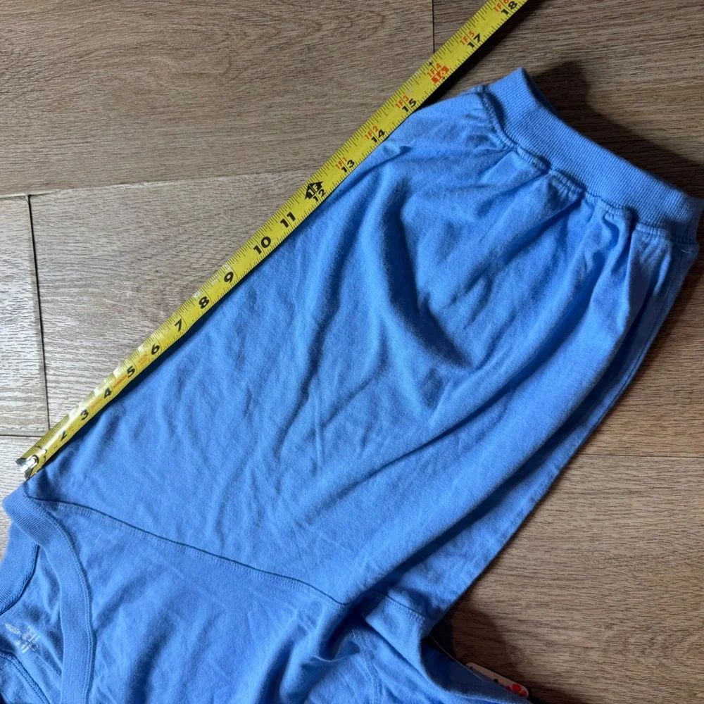 Free‎ People FP Movement Blue Oversized Flowy Short Puff Sleeve Top S $58 MSRP